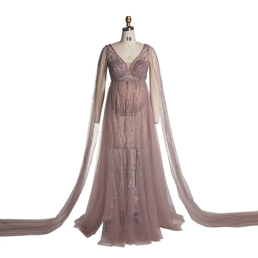 Hand-Beaded Maternity Evening Dress Elegant Long Sleeves Cape Pergnancy Photography Gowns YW24072
Hand-Beaded Maternity Evening Dress Elegant Long Sleeves Cape Pergnancy Photography Gowns YW24072