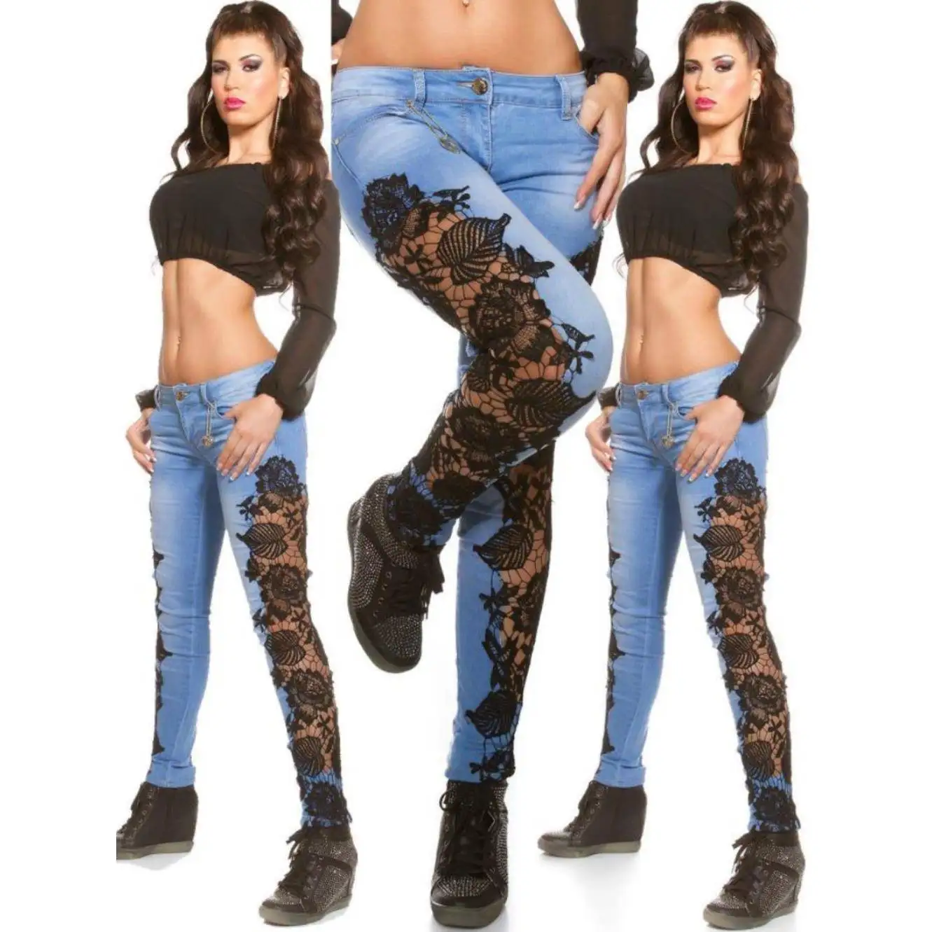 Washed Denim Lace Embroidery Hollow out Trim mid Waist Summer New Style Women's Fashionable Jeans Hollow Floral Embroidery
Washed Denim Lace Embroidery Hollow out Trim mid Waist Summer New Style Women's Fashionable Jeans Hollow Floral Embroidery