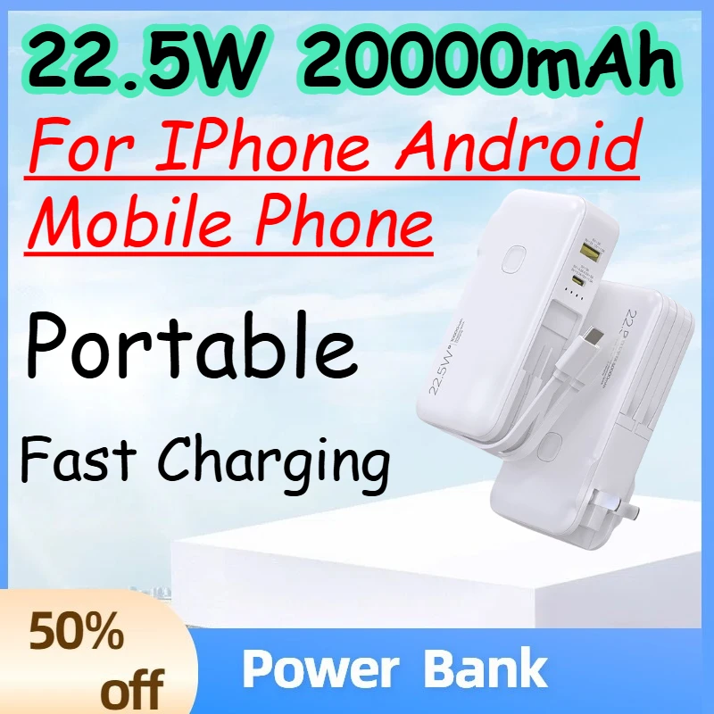22.5W 20000mAh Fast Charging Power Bank for IPhone Android Mobile Phone Portable Mobile PowerBank
22.5W 20000mAh Fast Charging Power Bank for IPhone Android Mobile Phone Portable Mobile PowerBank
