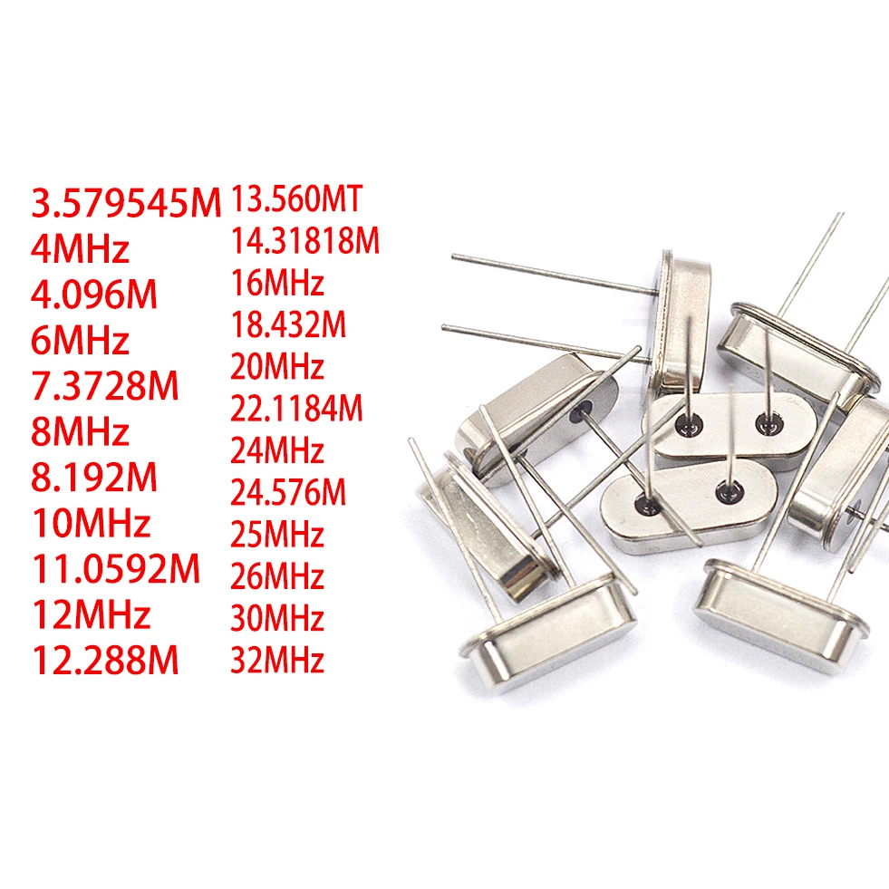 New Quartz crystal oscillator straight plug two feet HC-49S passive clock oscillator crystal 13.560MT 14.31818M 16MHz 18.432M 20
New Quartz crystal oscillator straight plug two feet HC-49S passive clock oscillator crystal 13.560MT 14.31818M 16MHz 18.432M 20