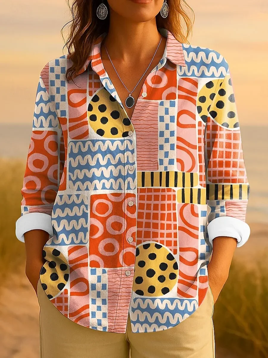 Women's Shirt Geometric Striped Vintage Tropical Daily Long Sleeve Shirts Collar Regular Daily Buttons Print Spring Autumn Tops
Women's Shirt Geometric Striped Vintage Tropical Daily Long Sleeve Shirts Collar Regular Daily Buttons Print Spring Autumn Tops