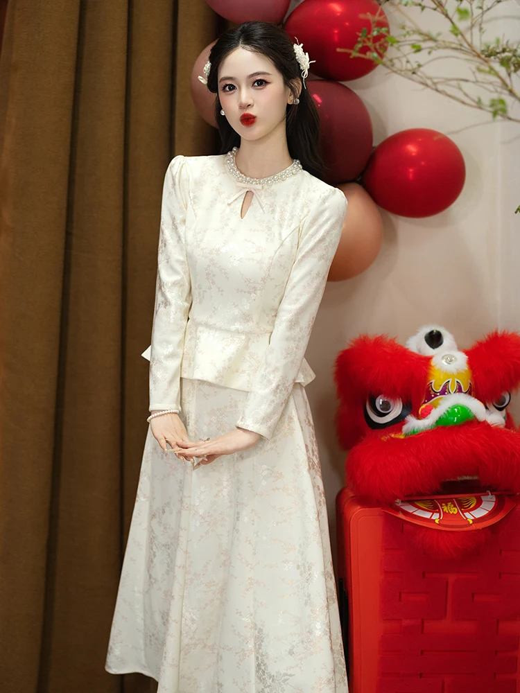 Elegant Engagement Dress Women's Luxury Minimalist Wedding Dress Sweet High Waist Long Sleeve Zipper Back Sequin Bridal Gown
Elegant Engagement Dress Women's Luxury Minimalist Wedding Dress Sweet High Waist Long Sleeve Zipper Back Sequin Bridal Gown