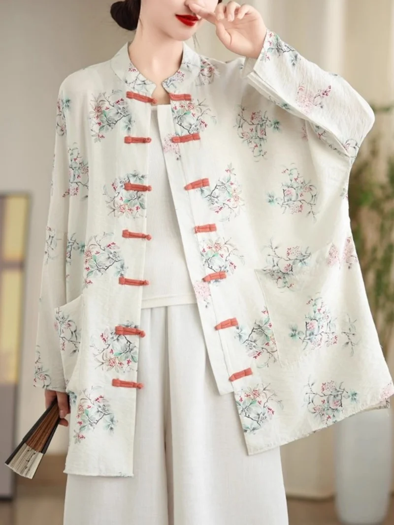Women's Large Size Chinese-Style Button Blouse Oversized Sun Protection Coat With Floral Print Soft Linen Top W920
Women's Large Size Chinese-Style Button Blouse Oversized Sun Protection Coat With Floral Print Soft Linen Top W920