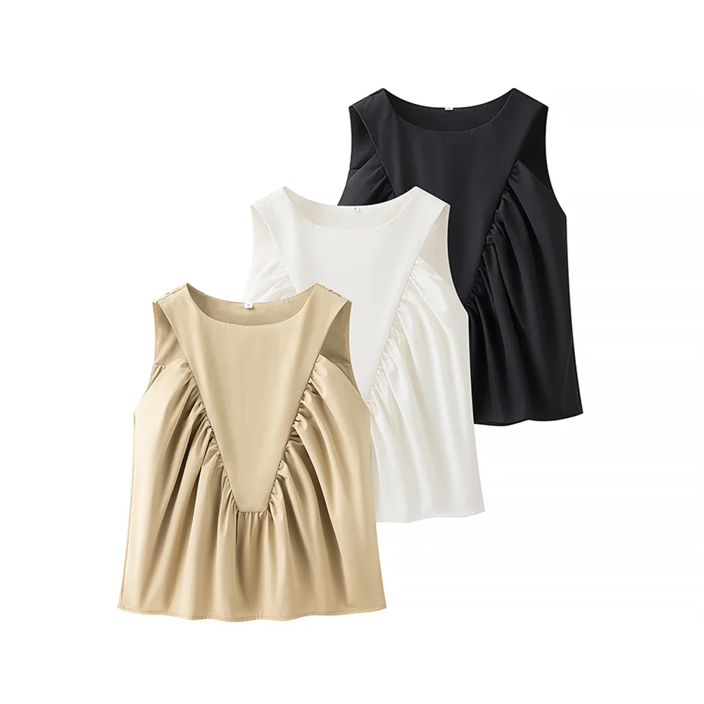 UNIZERA women's solid color vest round neck sleeveless pleated decoration for spring and summer new women's clothing
UNIZERA women's solid color vest round neck sleeveless pleated decoration for spring and summer new women's clothing