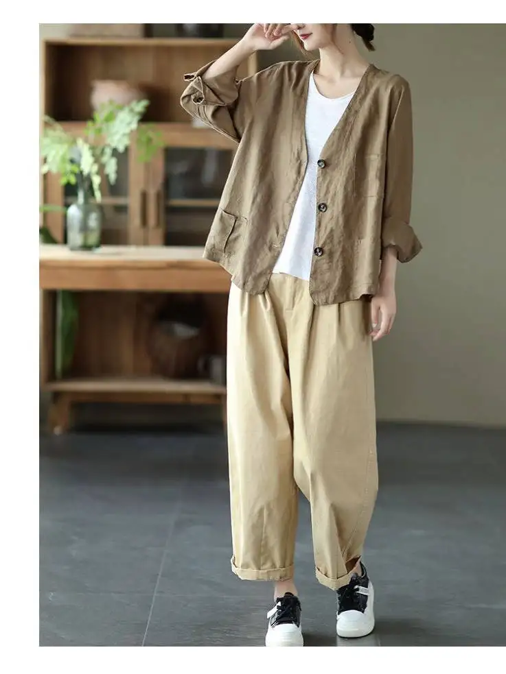 Retro V-Ne Linen Cardigan Casual Loose Cotton Linen Long Sve Outerwear Spring Autumn Summer Women's Faion Commute Sle
Retro V-Ne Linen Cardigan Casual Loose Cotton Linen Long Sve Outerwear Spring Autumn Summer Women's Faion Commute Sle