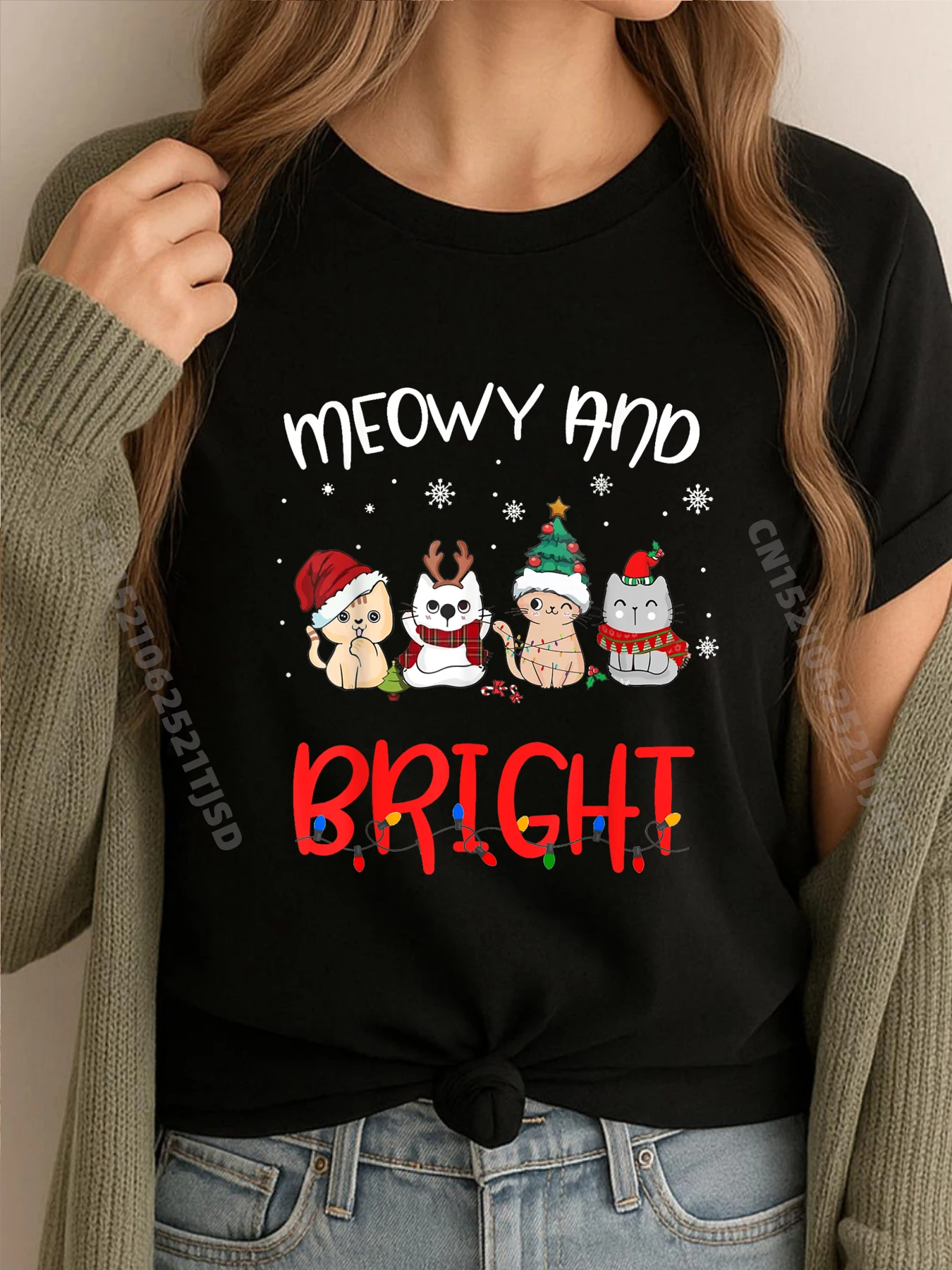 Meowy And Bright Christmas Lights Catmas Cat Lover Pj Рубашки с рисунком Осенняя футболка с короткими рукавами Футболка женская Geek 
Meowy And Bright Christmas Lights Catmas Cat Lover Pj Рубашки с рисунком Осенняя футболка с короткими рукавами Футболка женская Geek