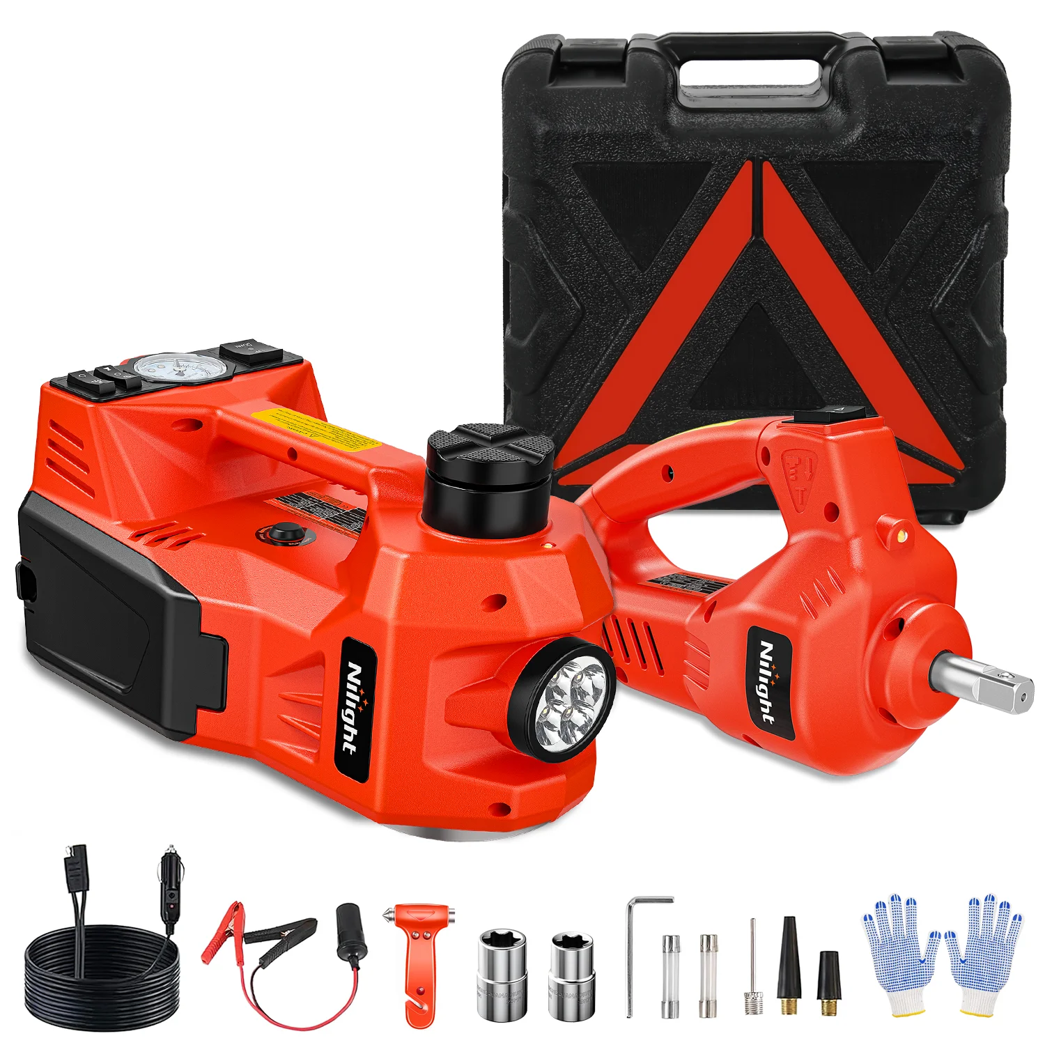 Nilight Electric Car Jack Kit 5 Ton 12V Hydraulic Car Jack with Impact Wrench, 3 in 1 Portable Electric Floor Jack with Tire Inflator Pump LED Light for Sedan SUV Truck Change Tire Garage Repair
Nilight Electric Car Jack Kit 5 Ton 12V Hydraulic Car Jack with Impact Wrench, 3 in 1 Portable Electric Floor Jack with Tire Inflator Pump LED Light for Sedan SUV Truck Change Tire Garage Repair