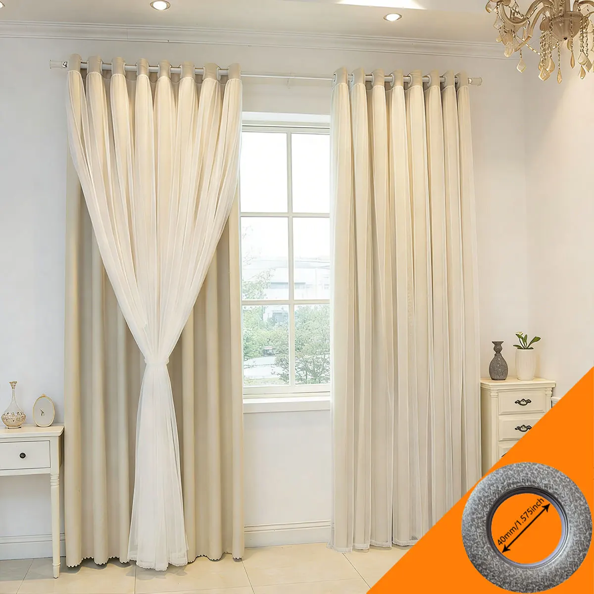 2Pcs Double Layer Blackout Sheer Curtain, 40mm Grommet, for Bedroom Living Room
2Pcs Double Layer Blackout Sheer Curtain, 40mm Grommet, for Bedroom Living Room