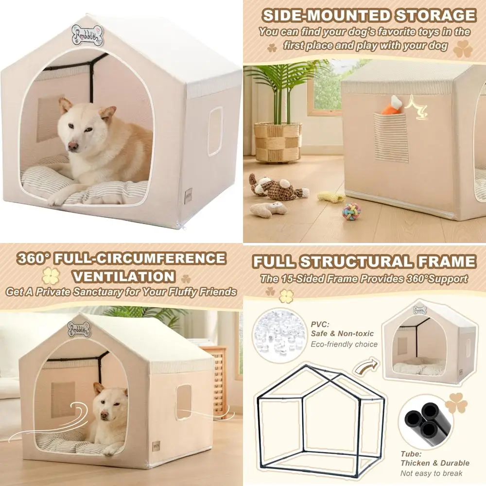 Indoor Dog House with Frame, Cute Tent Bed Cover Cave, Breathable Washable Foldable, Suitable for 2 Dogs, Ideal Pet Shelter
Indoor Dog House with Frame, Cute Tent Bed Cover Cave, Breathable Washable Foldable, Suitable for 2 Dogs, Ideal Pet Shelter