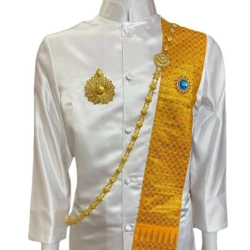 Men's Shirt Long Sleeve Stand Collar Tops Traditional Clothing For Men Wedding Evening Costume Thai Oriental Folk Style
Men's Shirt Long Sleeve Stand Collar Tops Traditional Clothing For Men Wedding Evening Costume Thai Oriental Folk Style