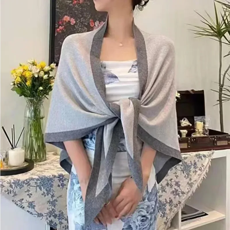 new Women Wool Blend Cashmere Knitted Solid Color Triangular Shawl with Contrast Border Stole Wrap Scarf
new Women Wool Blend Cashmere Knitted Solid Color Triangular Shawl with Contrast Border Stole Wrap Scarf