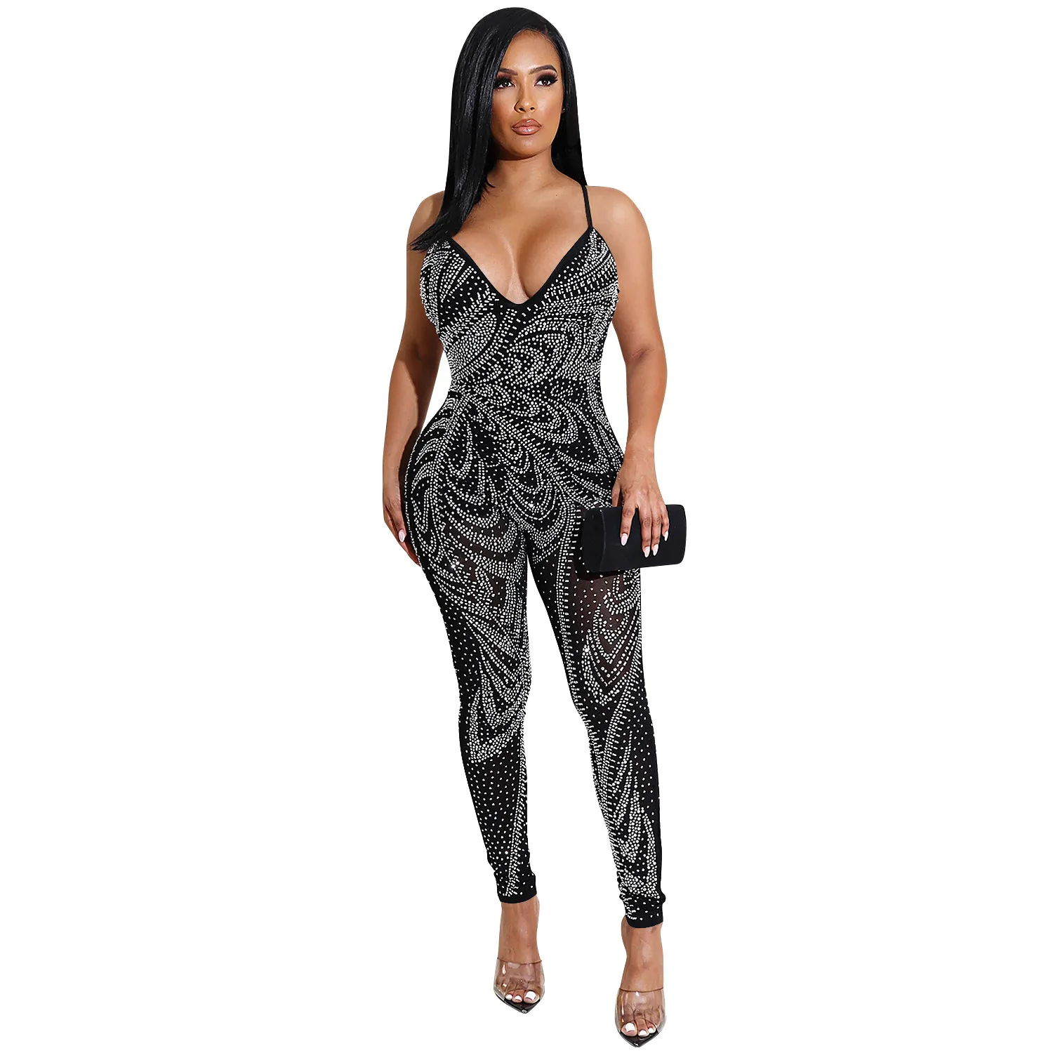 X5280 Summer New Product Women's Sexy Nightclub Mesh Perspective Milk Silk Sling Pants Jumpsuit
X5280 Summer New Product Women's Sexy Nightclub Mesh Perspective Milk Silk Sling Pants Jumpsuit
