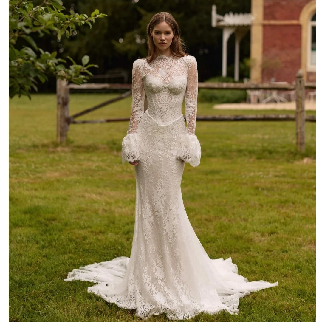 Long Sleeves Mermaid Wedding Dresses Lace Appliqued 2026 Spring Garden Bridal Gown Romantic robe de mariée Customized
Long Sleeves Mermaid Wedding Dresses Lace Appliqued 2026 Spring Garden Bridal Gown Romantic robe de mariée Customized