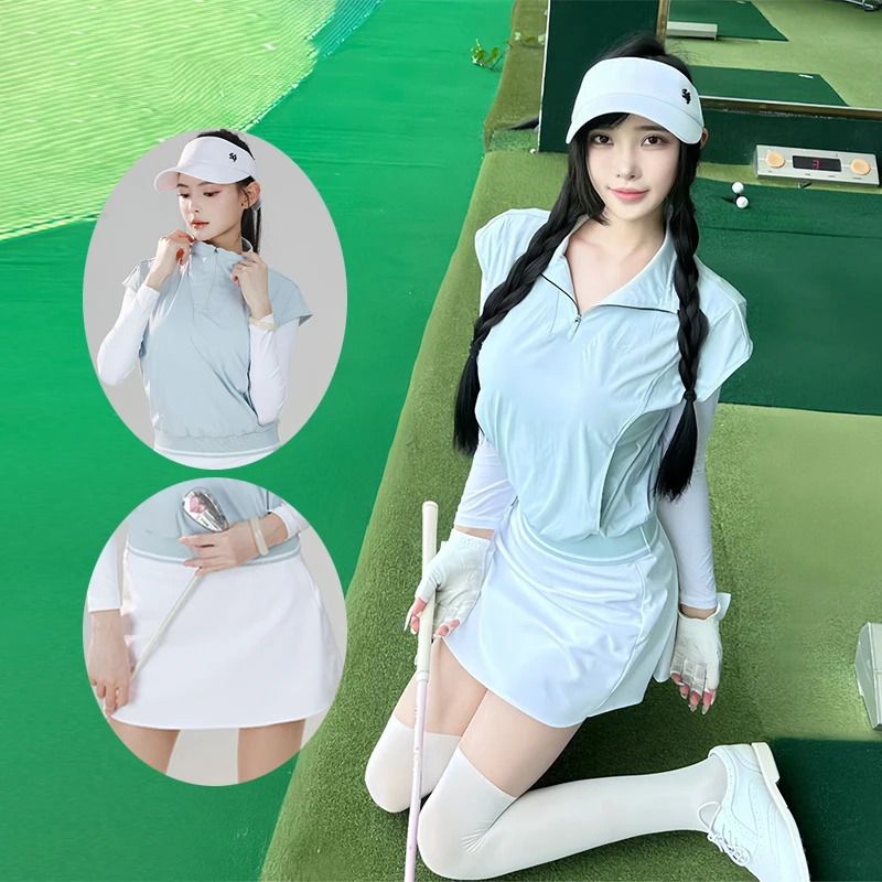 SG Golf Clothing Women's Long Sleeve Slim Tops Fake Two Pieces Tennis Shirt Zipper Collar Sports T-shirts Lady Pleats Golf Skirt
SG Golf Clothing Women's Long Sleeve Slim Tops Fake Two Pieces Tennis Shirt Zipper Collar Sports T-shirts Lady Pleats Golf Skirt