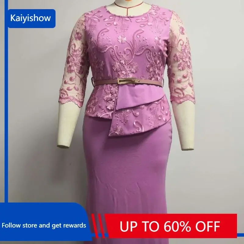 African women's spring and autumn slim patchwork lace dress elegant dress long dress African clothing XL-5XL
African women's spring and autumn slim patchwork lace dress elegant dress long dress African clothing XL-5XL
