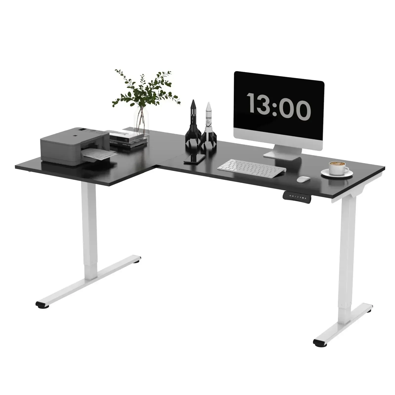 SANODESK-Large Dual Motor L-Shaped Height Adjustable Standing Desk, Reversible Panel, Black Top, Frame, 63 in
SANODESK-Large Dual Motor L-Shaped Height Adjustable Standing Desk, Reversible Panel, Black Top, Frame, 63 in