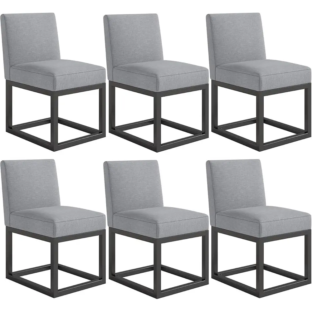 6-Piece Grey Upholstered Dining Chairs Set with Black Metal Legs for Dining Rooms and Restaurants
6-Piece Grey Upholstered Dining Chairs Set with Black Metal Legs for Dining Rooms and Restaurants