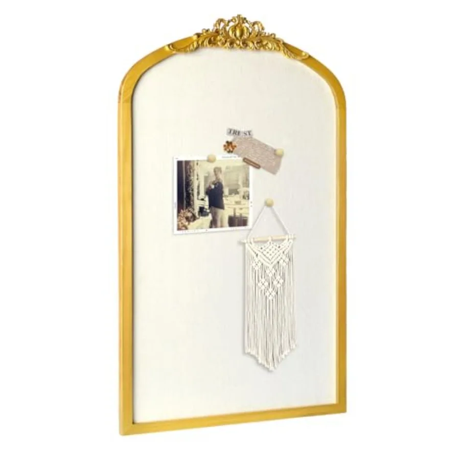 Bulletin Board with Linen, Vintage Arch Framed Pin Board 19 x 31 White Linen Cork Board for Walls, Gold Pine Wood Frame, Fabric
Bulletin Board with Linen, Vintage Arch Framed Pin Board 19 x 31 White Linen Cork Board for Walls, Gold Pine Wood Frame, Fabric