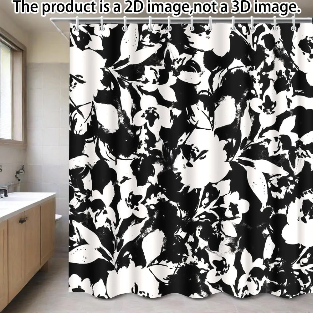 Shower Curtain 71x71" Abstract Floral Print – Bold Black & White Ink-Wash Flowers on White, Waterproof Polyester, Grommet Top
Shower Curtain 71x71" Abstract Floral Print – Bold Black & White Ink-Wash Flowers on White, Waterproof Polyester, Grommet Top