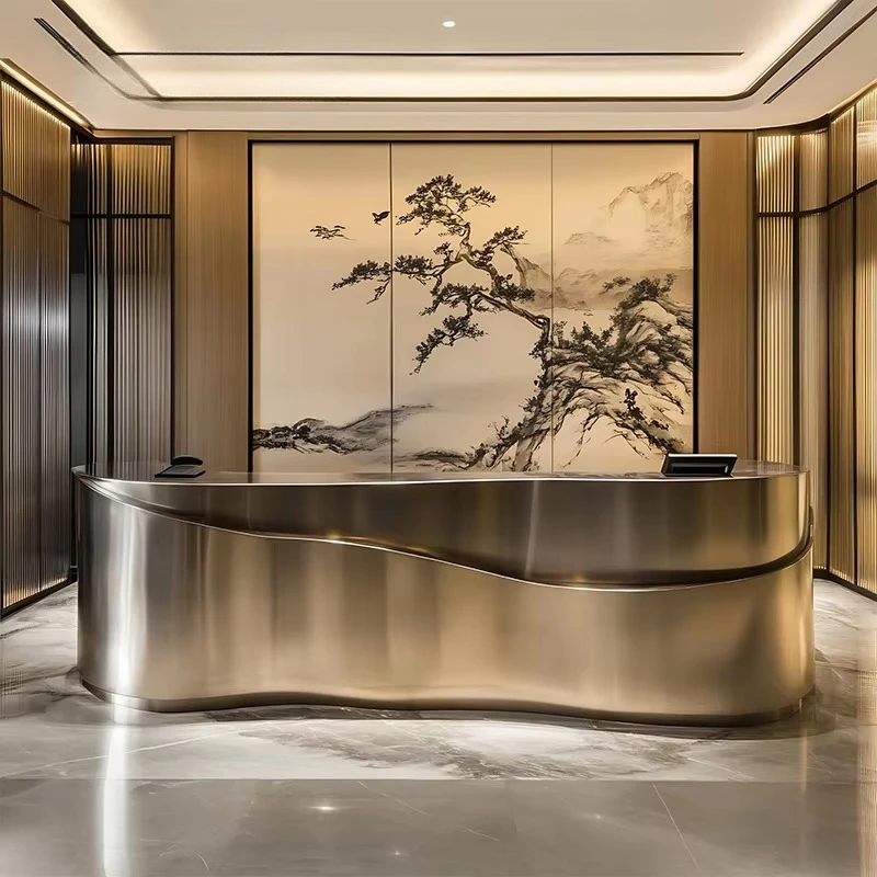 Modular Metal Bar Counter | Stainless Steel Reception Desk | Custom Designs