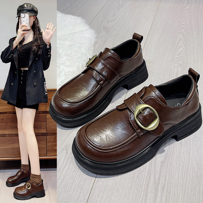 Thick-soled Round-top Buckle Waterproof Platform Fashionable Versatile Comfortable Anti-slip Breathable Women's Single Shoes
Thick-soled Round-top Buckle Waterproof Platform Fashionable Versatile Comfortable Anti-slip Breathable Women's Single Shoes