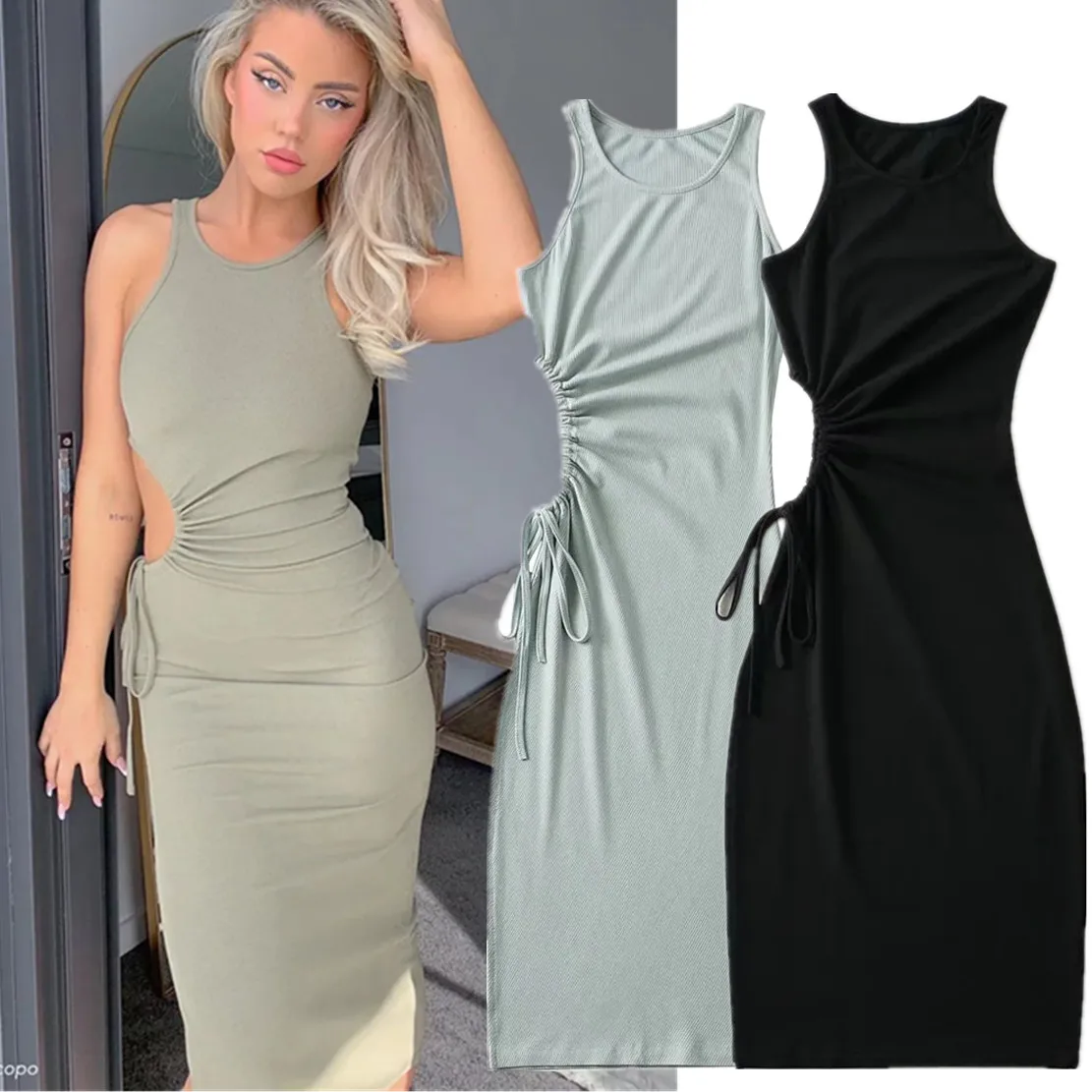 Withered 2024 Ins Fashion Blogger Sexy Bandage Sheath Knitted Dress Women Hollow Out Tank Dress
Withered 2024 Ins Fashion Blogger Sexy Bandage Sheath Knitted Dress Women Hollow Out Tank Dress