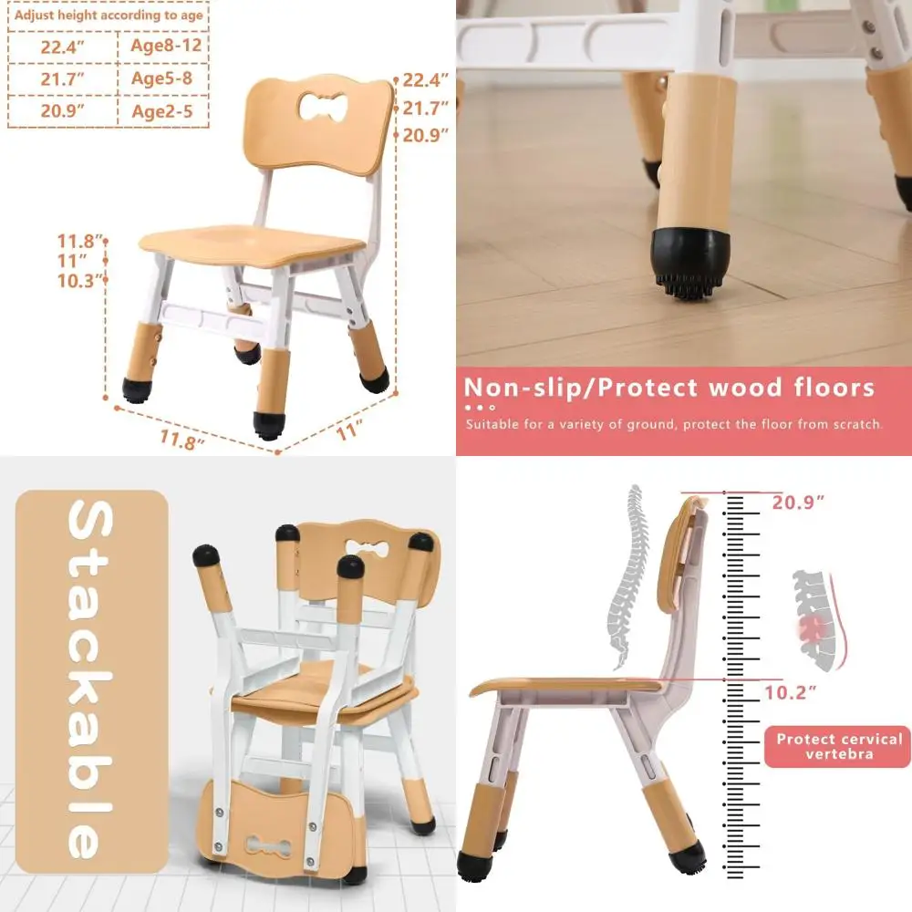 3-Position Adjustable Kids' Chairs for Ages 2-6, 220lbs Capacity, Set of 2 in Beige for Home and School Use
3-Position Adjustable Kids' Chairs for Ages 2-6, 220lbs Capacity, Set of 2 in Beige for Home and School Use