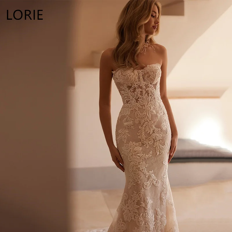 LORIE Lace Mermaid Wedding Dresses Sleeveless Strapless Backless Illussion Bridal Gown Floor-Length Bride Gowns Customized
LORIE Lace Mermaid Wedding Dresses Sleeveless Strapless Backless Illussion Bridal Gown Floor-Length Bride Gowns Customized
