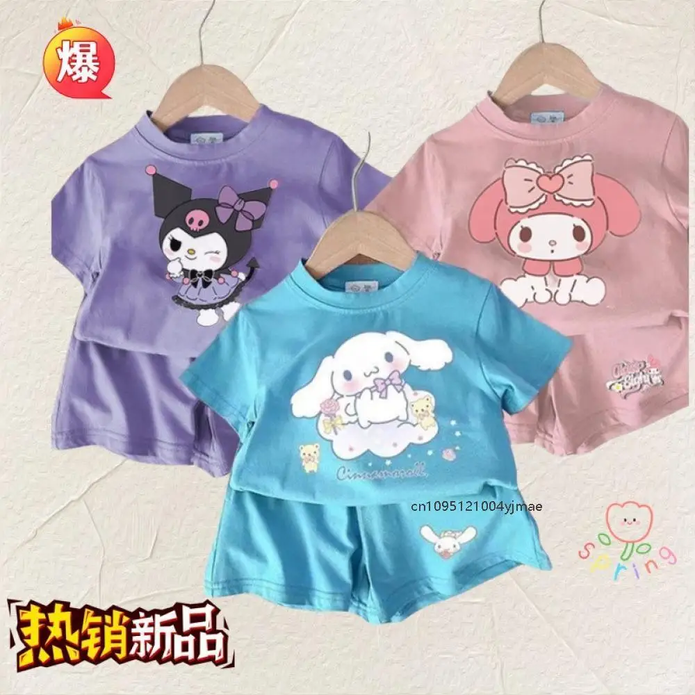 Sanrios Anime Cinnamoroll Kuromi Melody Children's T-Shirt Shorts Sets Cartoon Girls Kawaii Cute Comfort Round Neck Tops Shorts
Sanrios Anime Cinnamoroll Kuromi Melody Children's T-Shirt Shorts Sets Cartoon Girls Kawaii Cute Comfort Round Neck Tops Shorts