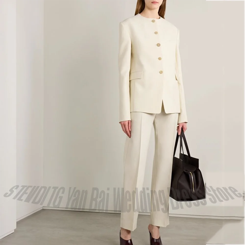 Classic Women's Suit O-Neck Single Breasted High Quality Formal Occasion Back Split Female Outfit Set Two Pieces Jacket Pants
Classic Women's Suit O-Neck Single Breasted High Quality Formal Occasion Back Split Female Outfit Set Two Pieces Jacket Pants