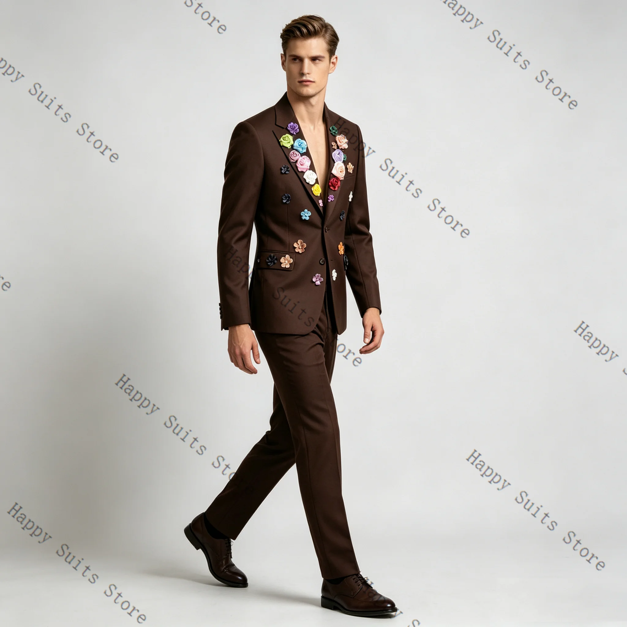 Brown Men Suit Set 2 Pcs Blazer+Pants Trousers Cotton 3D Flower Formal Office Coat Wedding Tuxedo Customized Jacket Outfit
Brown Men Suit Set 2 Pcs Blazer+Pants Trousers Cotton 3D Flower Formal Office Coat Wedding Tuxedo Customized Jacket Outfit