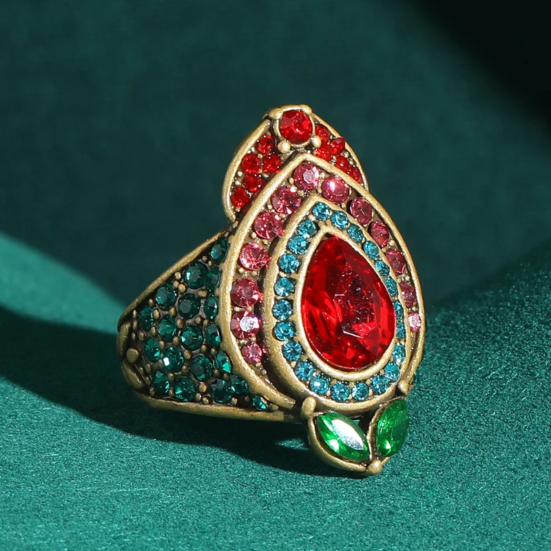 Vintage Red Natural Stone Water Drop Crystal Rings Gold Color Rhinestone For Woman Accessories Quality Luxury Designer Gifts
Vintage Red Natural Stone Water Drop Crystal Rings Gold Color Rhinestone For Woman Accessories Quality Luxury Designer Gifts