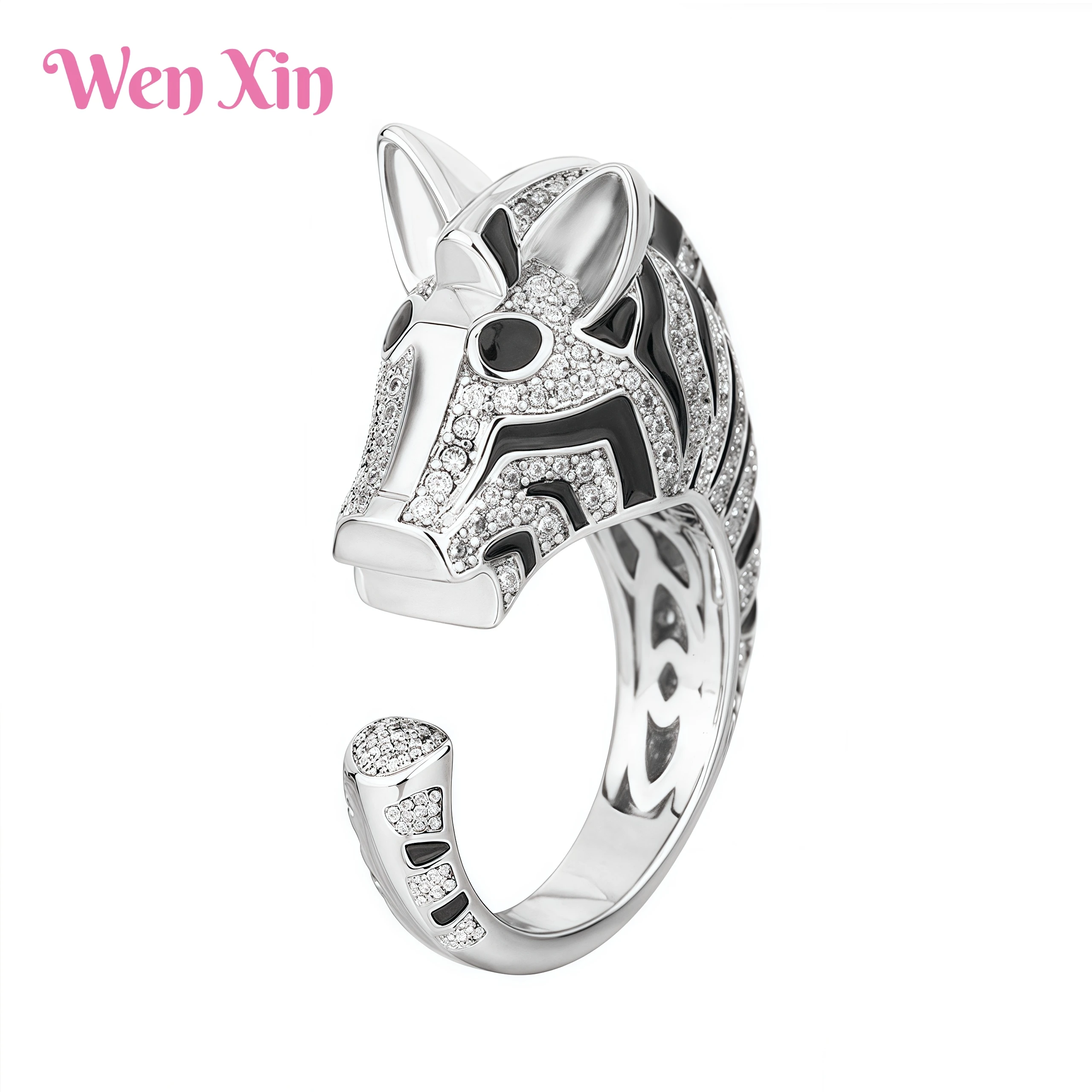 WENXIN New Grade Quality Zebra Diamond Encrusted Zircon Ring Plated Opening Ring Fashion Jewelry Accessories Women Fine Jewelry
WENXIN New Grade Quality Zebra Diamond Encrusted Zircon Ring Plated Opening Ring Fashion Jewelry Accessories Women Fine Jewelry