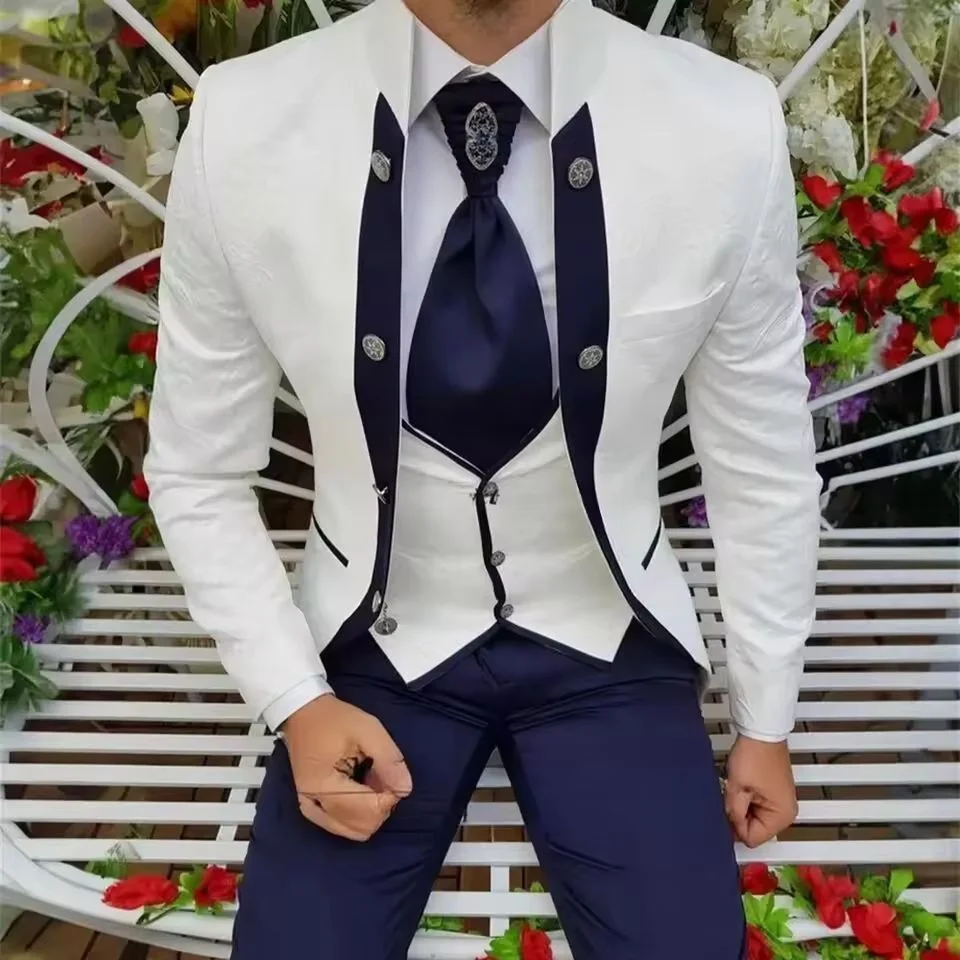 Elegant Jacquard Men Suits 3 Piece High-end Stand Collar Formal Male Suit Slim Fit Wedding Groom Tuxedo (Blazer+Vest+Pants)
Elegant Jacquard Men Suits 3 Piece High-end Stand Collar Formal Male Suit Slim Fit Wedding Groom Tuxedo (Blazer+Vest+Pants)