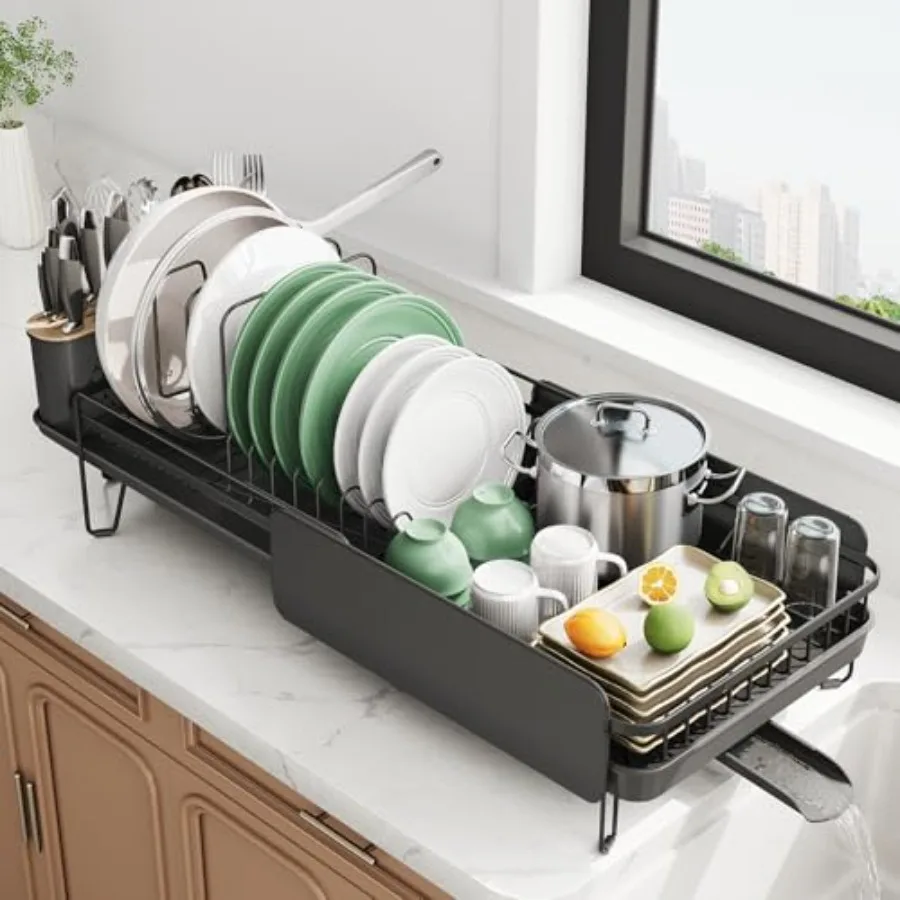 Large Dish Drying Rack - Expandable 19.3" to 29.4" Dish Rack for Kitchen Counter Stainless Steel Dish Drainer with Utensil Hold
Large Dish Drying Rack - Expandable 19.3" to 29.4" Dish Rack for Kitchen Counter Stainless Steel Dish Drainer with Utensil Hold