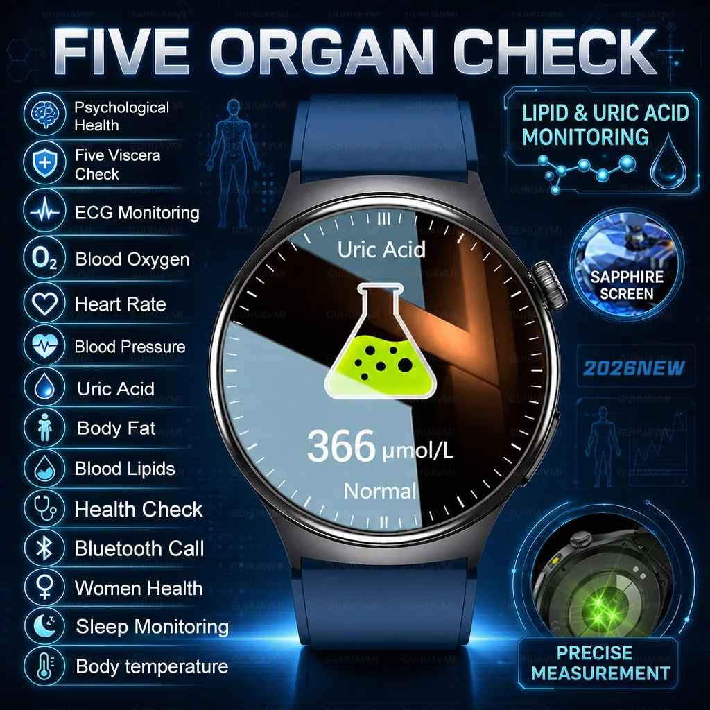 2026New Nursing Grade Health Smartwatches For Men Women Precision Detection Heart Rate Blood Fats Uric Acid ECG+PPG Smart Watch
2026New Nursing Grade Health Smartwatches For Men Women Precision Detection Heart Rate Blood Fats Uric Acid ECG+PPG Smart Watch