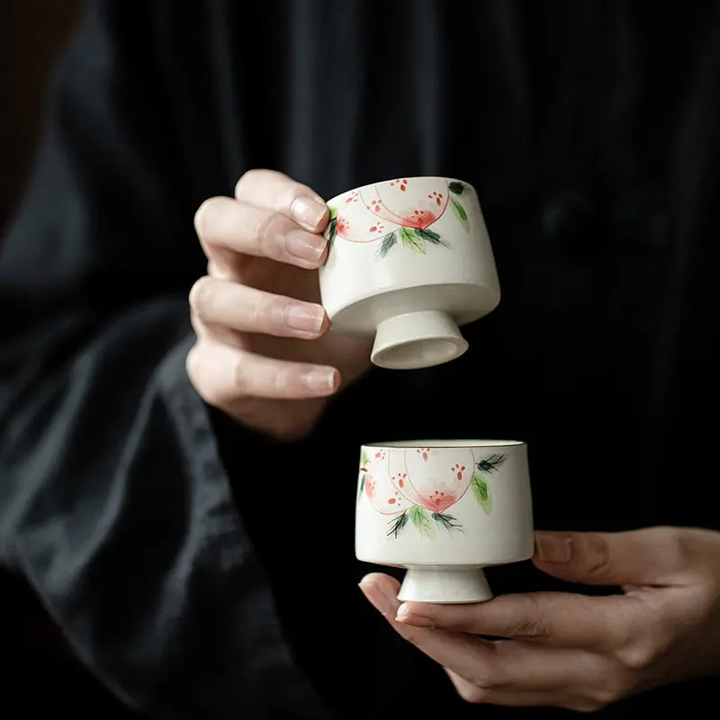 Vintage Pink Style Hand-Painted Peach Ceramic Tea Cup, Chinese High-Footed Master Cup, Kung Fu Tea Personal Drinking Vessel
Vintage Pink Style Hand-Painted Peach Ceramic Tea Cup, Chinese High-Footed Master Cup, Kung Fu Tea Personal Drinking Vessel