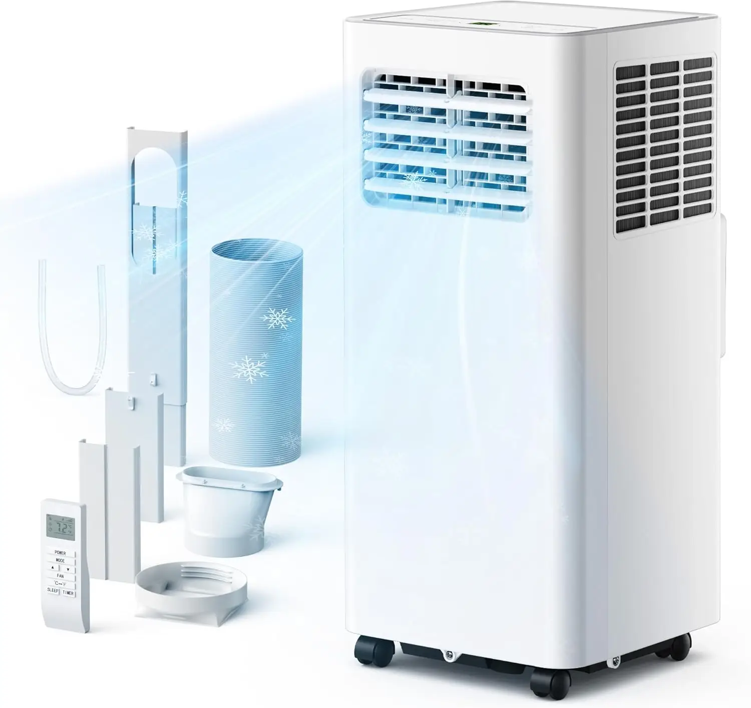 8,000 BTU Portable Air Conditioner, 4-in-1 Unit Cools Up to 350 Sq. Ft., with Fan, Dehumidifier, Sleep Mode, 24-Hour Timer, Remote Control and Installation Kit, for Bedroom
8,000 BTU Portable Air Conditioner, 4-in-1 Unit Cools Up to 350 Sq. Ft., with Fan, Dehumidifier, Sleep Mode, 24-Hour Timer, Remote Control and Installation Kit, for Bedroom