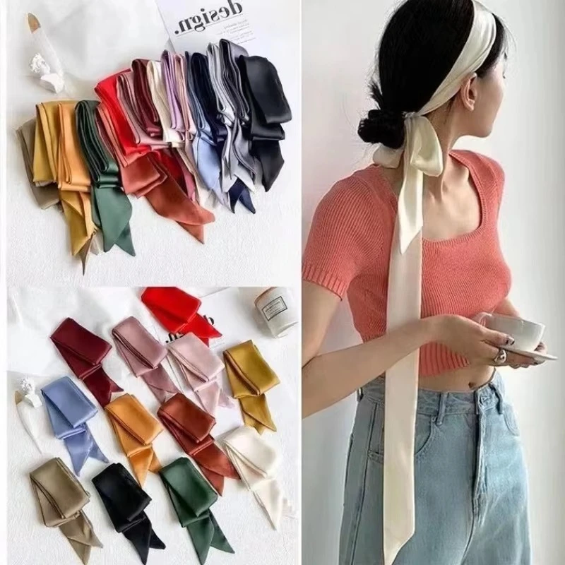 Women Narrow Solid Colors Long Silk Scarf Satin Neck Tie Handle Bag Ribbons Luxury Headbands Skinny Scarves Neckerchief Fashion
Women Narrow Solid Colors Long Silk Scarf Satin Neck Tie Handle Bag Ribbons Luxury Headbands Skinny Scarves Neckerchief Fashion