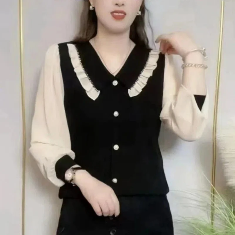 Long Sleeve Patchwork Color Blocking Women's Clothing Blouses Button Lace Simplicity Shirts Spring Autumn New Fashion Ruffles
Long Sleeve Patchwork Color Blocking Women's Clothing Blouses Button Lace Simplicity Shirts Spring Autumn New Fashion Ruffles