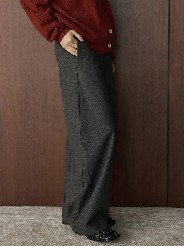 Dark High Waist Gray Brief Pocket Long Wide Leg Woolen Pants New Trousers Women Fashion Autumn Winter 2026 L05N
Dark High Waist Gray Brief Pocket Long Wide Leg Woolen Pants New Trousers Women Fashion Autumn Winter 2026 L05N