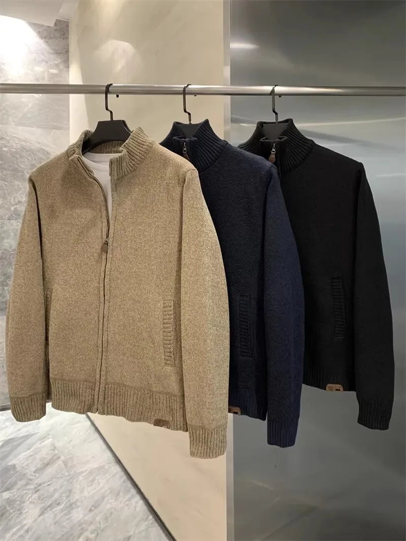 Thiened Pure Color Knitted Sweater Coat Men's Autumn Winter Stand Collar Warmth Casual Sle Polyester Fiber Long Sve
Thiened Pure Color Knitted Sweater Coat Men's Autumn Winter Stand Collar Warmth Casual Sle Polyester Fiber Long Sve