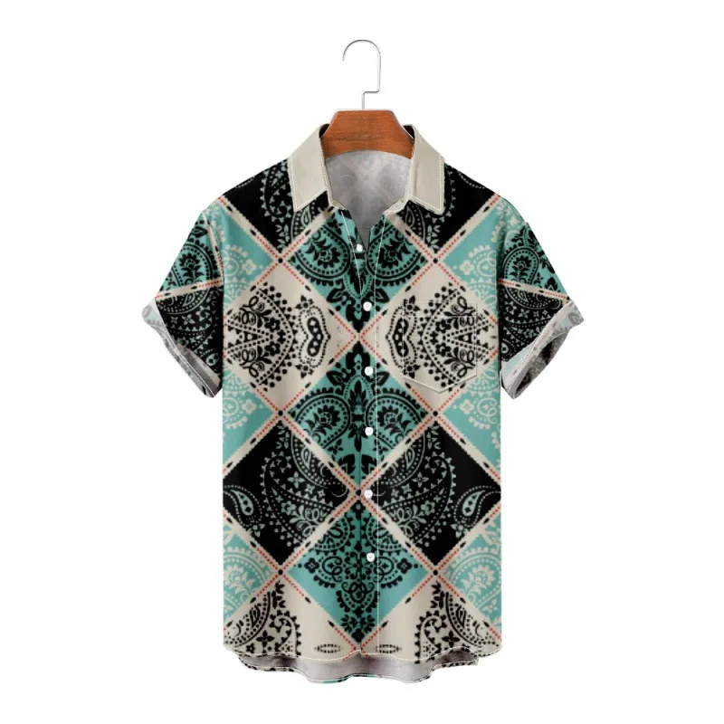 Cashew Flowers Splicing Printed Summer Short Sleeve Shirt Beach Shorts Casual Men's Blouse Streetwear Holiday Party Wear
Cashew Flowers Splicing Printed Summer Short Sleeve Shirt Beach Shorts Casual Men's Blouse Streetwear Holiday Party Wear