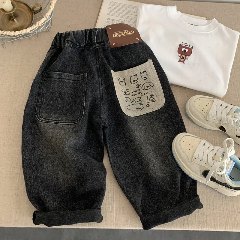 Toddler Boy Jeans Spring Autumn Elastic Waist Denim Pants Fashion Children Trousers Casual Pants Cartoon Kids Jeans 2-11Years
Toddler Boy Jeans Spring Autumn Elastic Waist Denim Pants Fashion Children Trousers Casual Pants Cartoon Kids Jeans 2-11Years