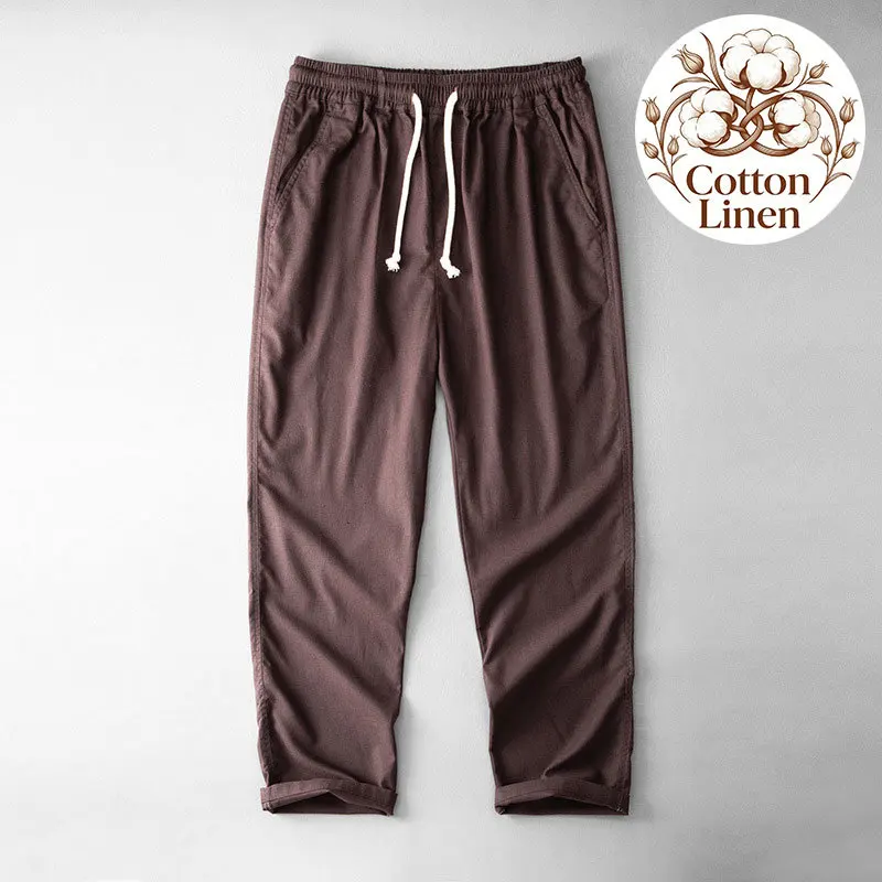 Men's Linen Cotton Pants Summer Loose Straight Fit Elastic Waist Breathable Lightweight Casual Vacation Beach Drawstring Pants
Men's Linen Cotton Pants Summer Loose Straight Fit Elastic Waist Breathable Lightweight Casual Vacation Beach Drawstring Pants