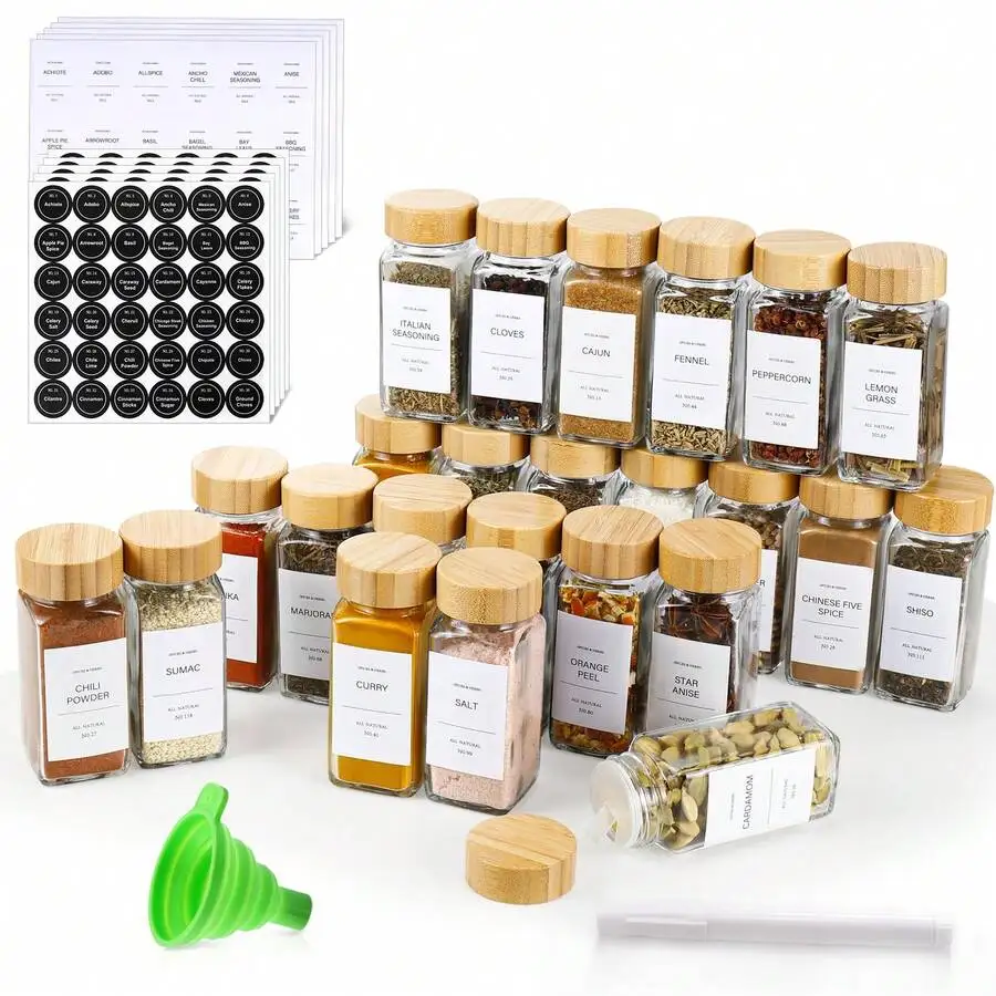 15/24/36PCS Spice Bottles, Condiment Containers, Glass Spice Bottles With Bamboo Lids, Kitchen Essentials, Spice Set, Kitchen Se
15/24/36PCS Spice Bottles, Condiment Containers, Glass Spice Bottles With Bamboo Lids, Kitchen Essentials, Spice Set, Kitchen Se