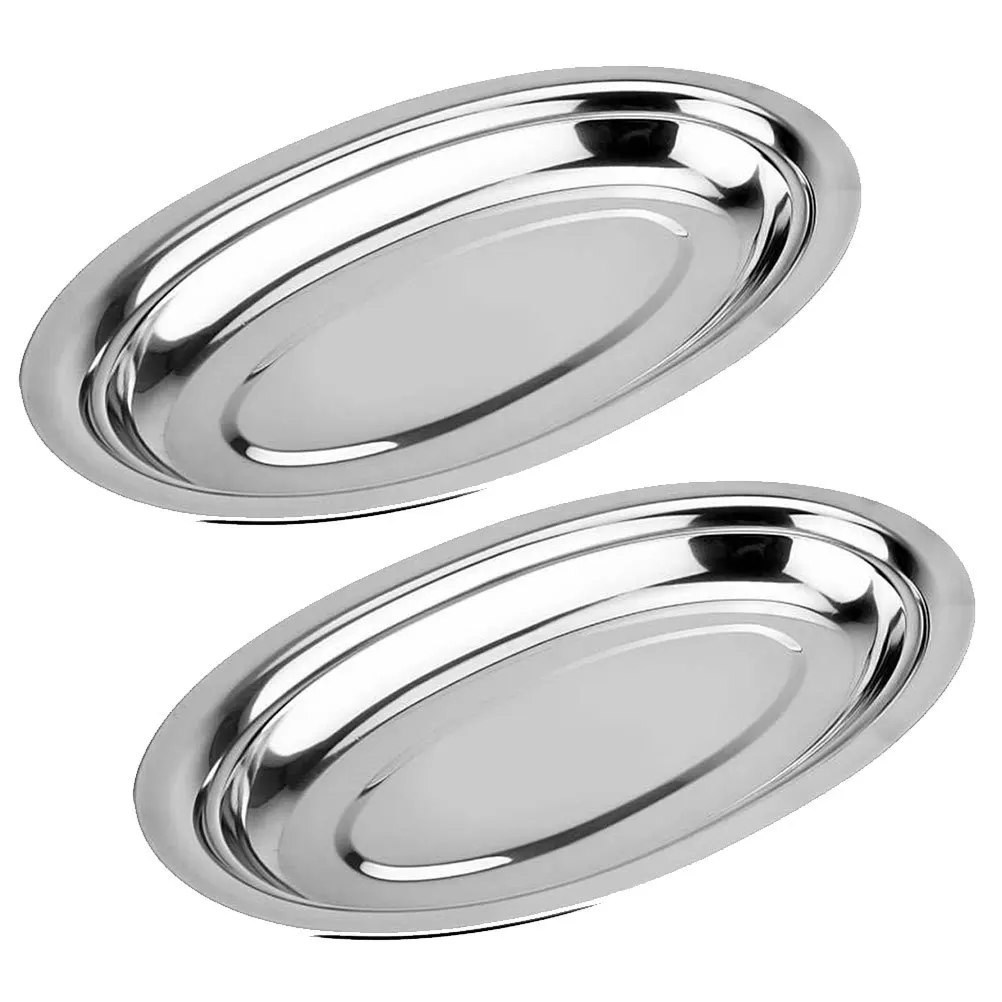 2pcs Stainless Steel Oval Plate Heavy Duty Serving Dish For Steamed Fish Fruit Dessert Restaurant Wedding Banquet Kitchen Use
2pcs Stainless Steel Oval Plate Heavy Duty Serving Dish For Steamed Fish Fruit Dessert Restaurant Wedding Banquet Kitchen Use