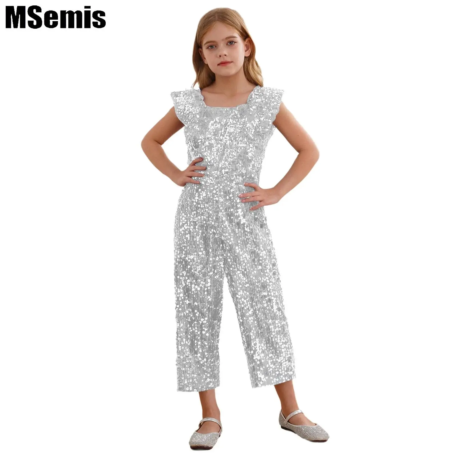 Kids Girls Sparkly Sequins Party Jumpsuit Square Collar Sleeveless Wide Leg One Piece Summer for Party Celebration
Kids Girls Sparkly Sequins Party Jumpsuit Square Collar Sleeveless Wide Leg One Piece Summer for Party Celebration