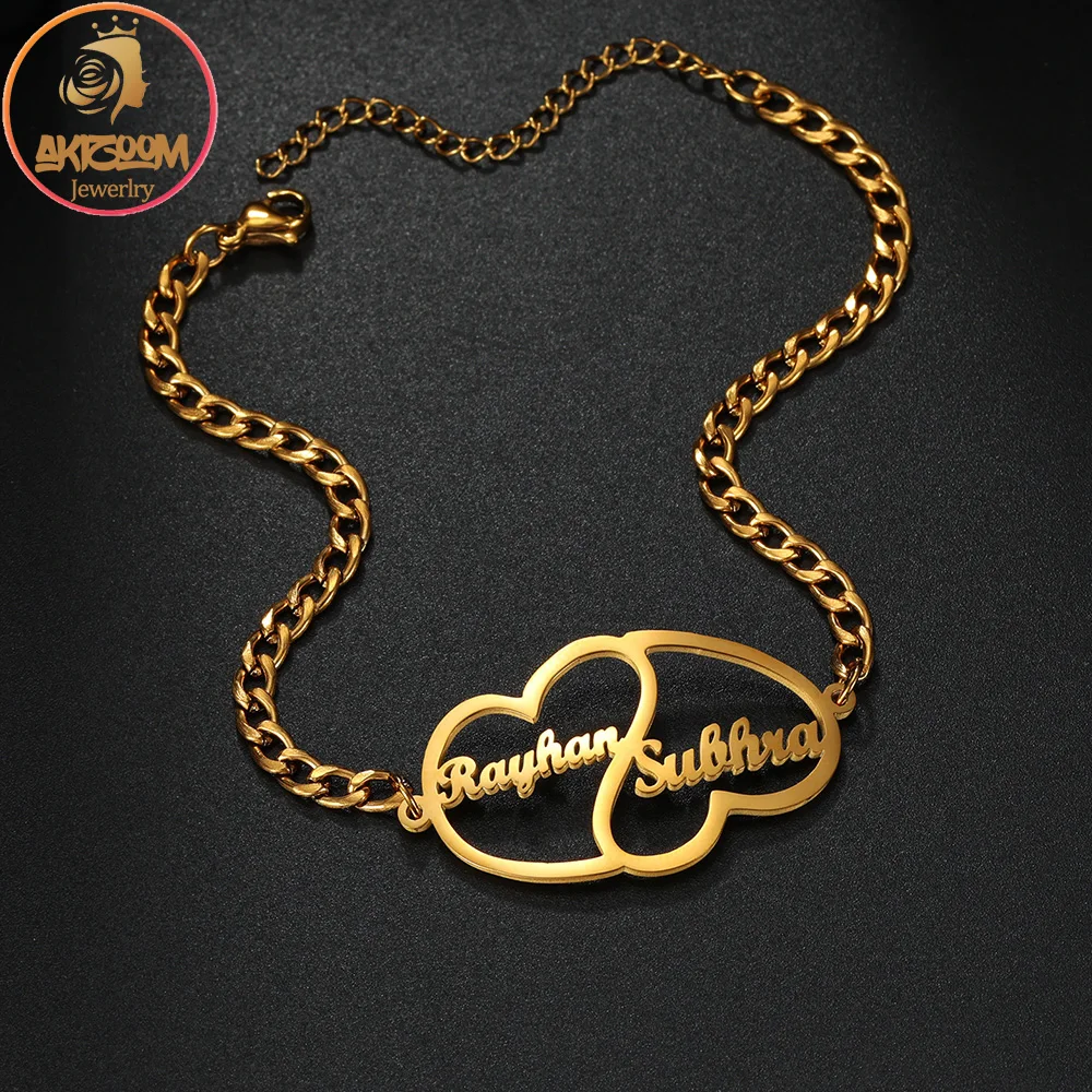 Akizoom Custom 2 Names Heart Bracelets for Couple Lover Stainless Steel Personalized Name Infinity Bracelets Woman Jewelry Gift
Akizoom Custom 2 Names Heart Bracelets for Couple Lover Stainless Steel Personalized Name Infinity Bracelets Woman Jewelry Gift