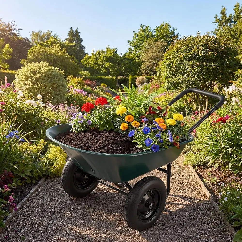Heavy-Duty 2-Wheel Garden Cart with 13 Pneumatic Tires, 330 lbs Capacity, Green
Heavy-Duty 2-Wheel Garden Cart with 13 Pneumatic Tires, 330 lbs Capacity, Green